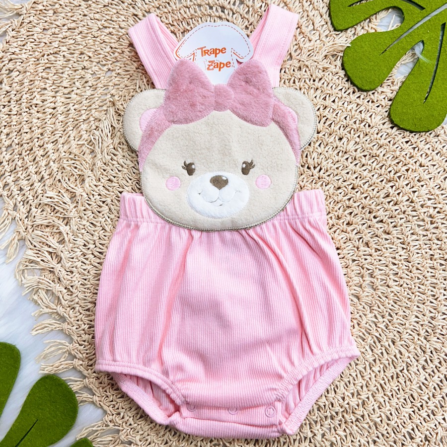 Banho de Sol Bordado - Ursinha Fofinha - Rose